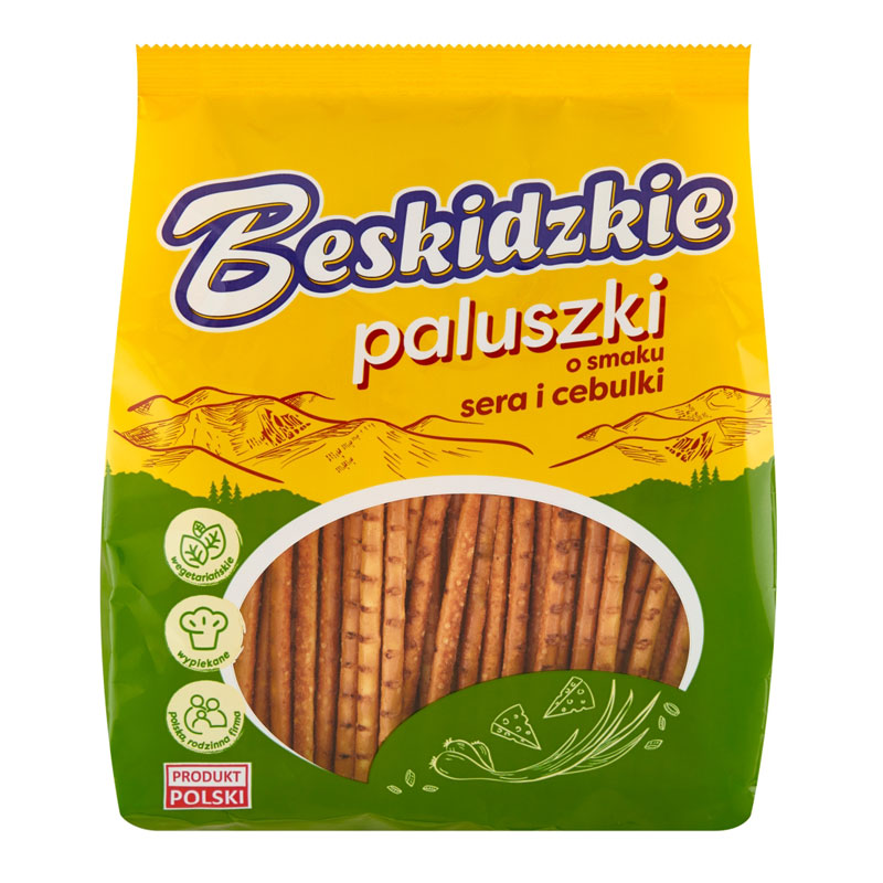 Paluszki Beskidzkie o smaku serowo-cebulowym 180g Aksam