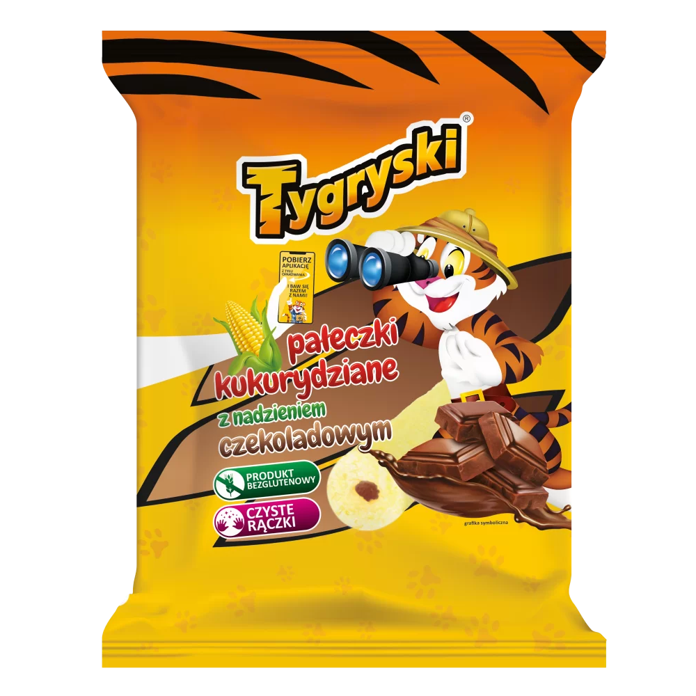 Pałeczki kukurydziane z nadzieniem czekoladowym Tygryski 60g