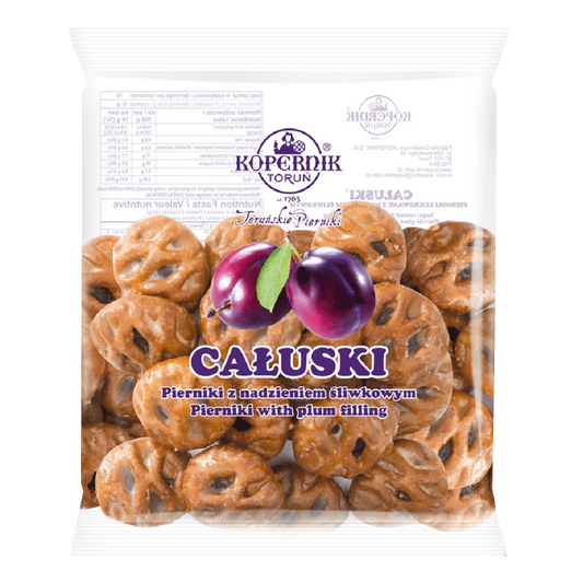 Pierniki lukrowane całuski z nadzieniem o smaku śliwkowym 140g Kopernik