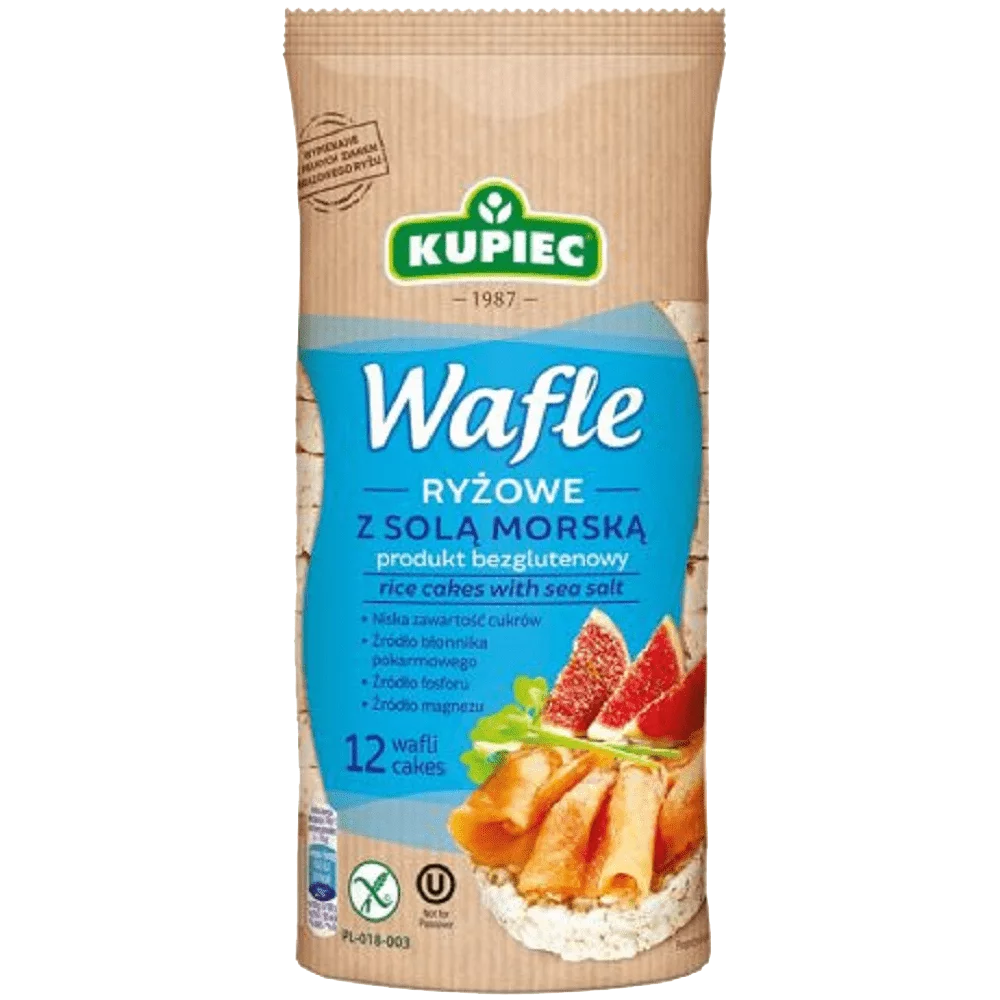 Wafle ryżowe z solą morską 120g Kupiec