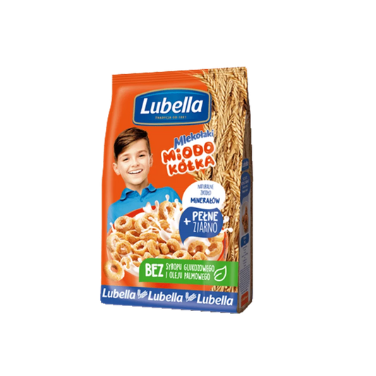 Płatki śniadaniowe Mlekołaki miodowe kółka 250g Lubella