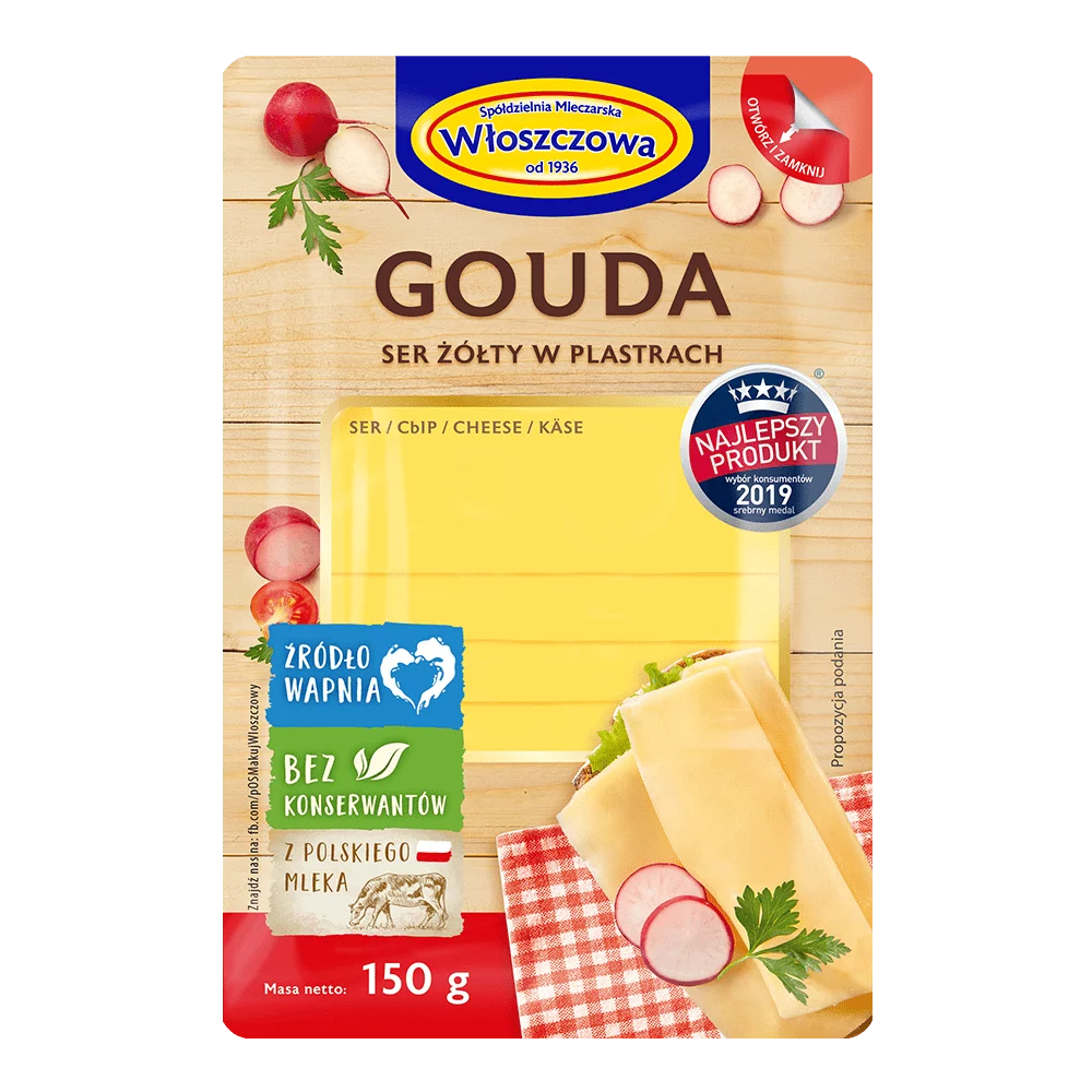 Ser gouda plastry 150g OSM Włoszczowa