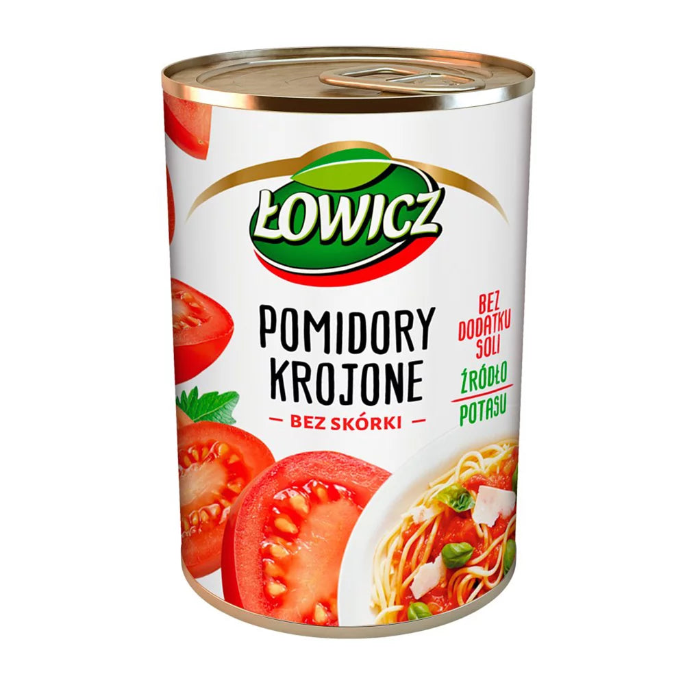 Pomidory krojone bez skóry Łowicz 400g Agros Nova