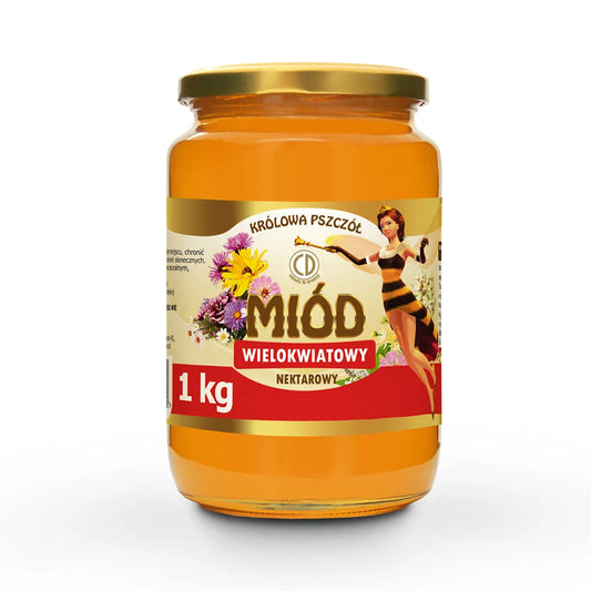 Miód wielokwiatowy nektarowy 1000g Królowa Pszczół